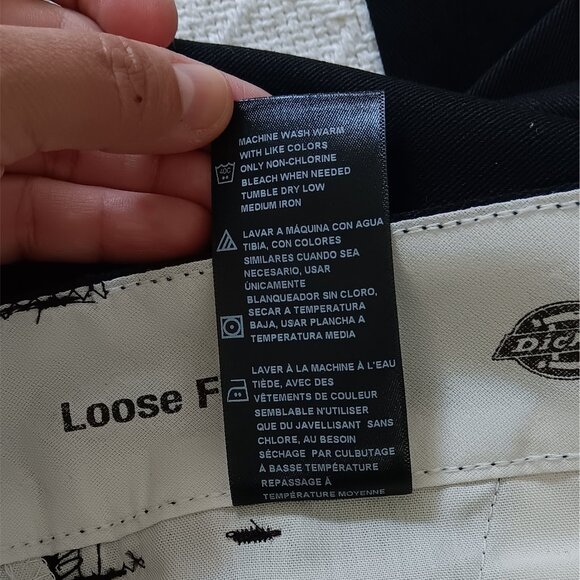 NWT Dickies Men's Loose Fit Double Knee Straight Leg Twill Pants Black 32x27 - Picture 9 of 11